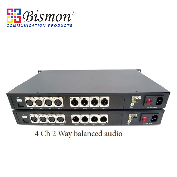 4-CH-2-Way-4Input-4-Output-Balanced-Audio-to-Fiber-optic-Single-fiber-20KM-SM-FC-Connector
